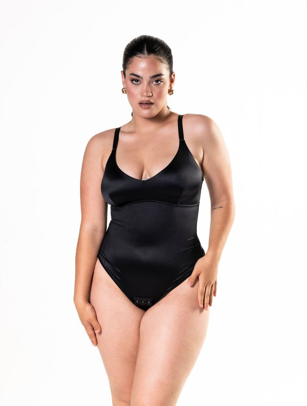 Saten Yakalı Tanga Bodysuit