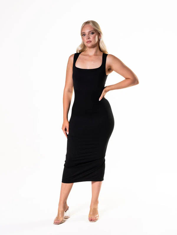 Kare Yaka Shapewear Elbise